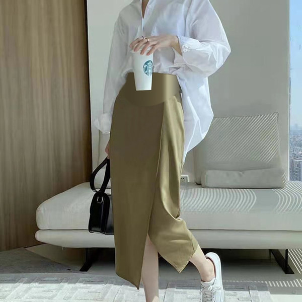 Дамска ежедневна шифонена пола с цепка подходяща за бременни