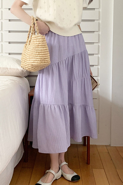 Разкроена дамска пола с висока талия за бременни