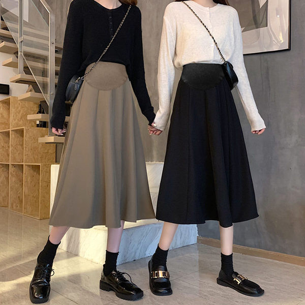 Разкроена пола за бременни със средна  дължина