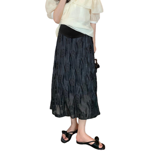 Дълга пола за бременни на цветя с висока талия 