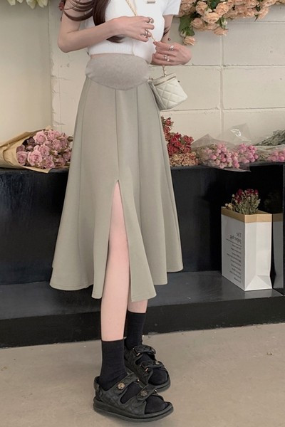 Модерна разкроена пола с цепка за бременни жени