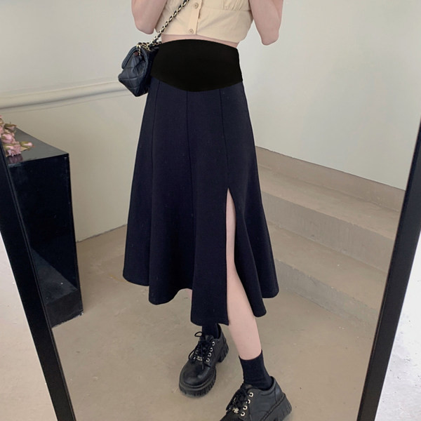 Модерна разкроена пола с цепка за бременни жени