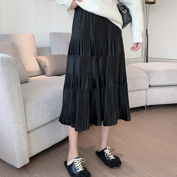 Пролетна плисирана пола за бременни жени