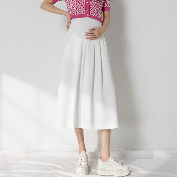 Едноцветна пола с висока талия за бременни