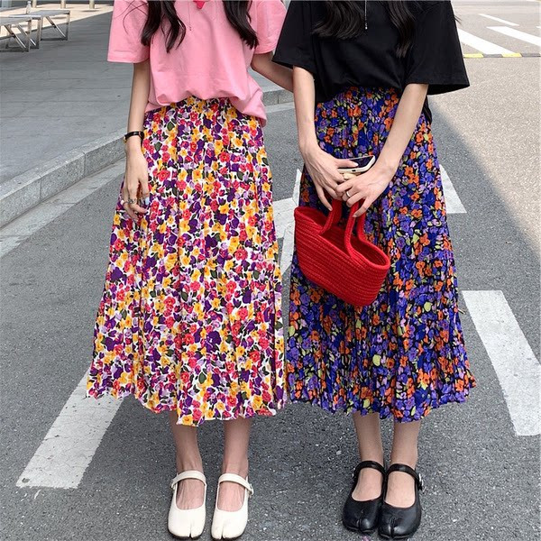 Дамска пола с висока талия и флорални мотиви за бременни жени