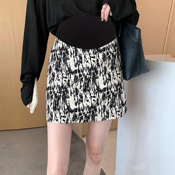 Къса права пола за бременна жени с висока талия 