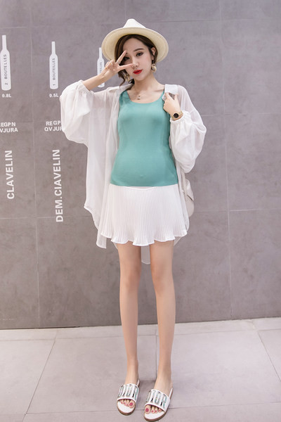 Дамска плисирана пола с висока талия за бременни