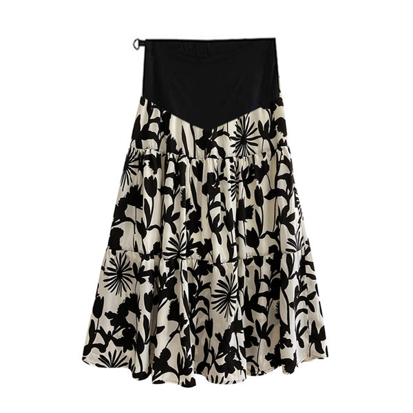 Разкроена пола с флорален десен за бременни