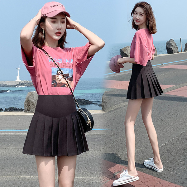 Модерна къса пола за бременни три цвята 