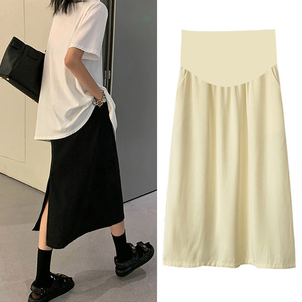 Ежедневна пола с ластик на талията и цепка за бременни