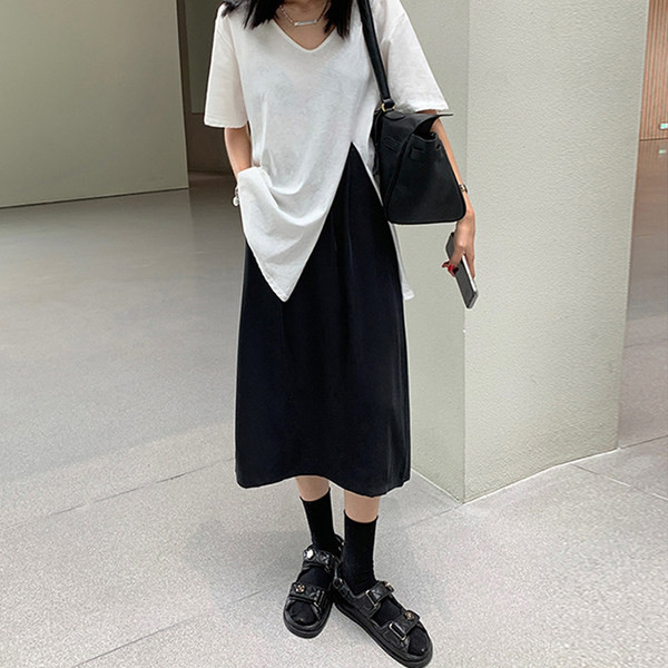 Ежедневна пола с ластик на талията и цепка за бременни