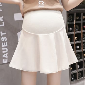 Модерна къса разкроена пола за бременни в бял цвят