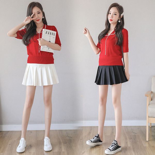 Ежедневна къса плисирана пола за бременни жени