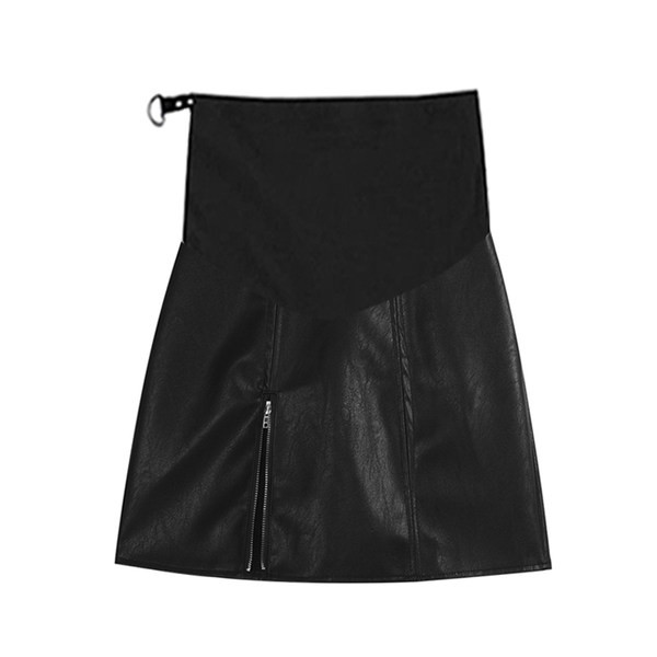 Кожена къса пола с цепка за бременни