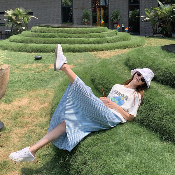 Ежедневна карирана пола с средна дължина за бременни