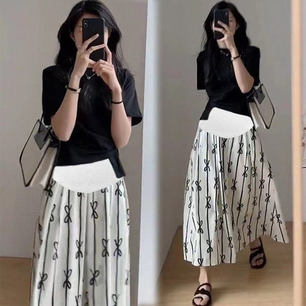 Дълга разкроена пола подходяща за бременни