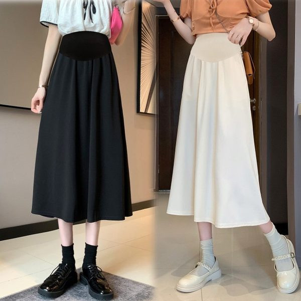 Ежедневна пола за бременни жени разкроен модел с средна дължина