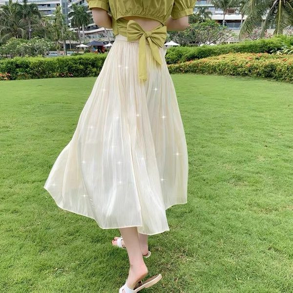 Лятна пола за бременни с висока талия и средна дължина