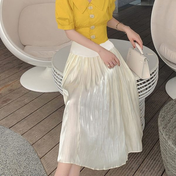 Лятна пола за бременни с висока талия и средна дължина