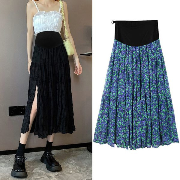 Plisirana midi suknja za trudnice s prorezom