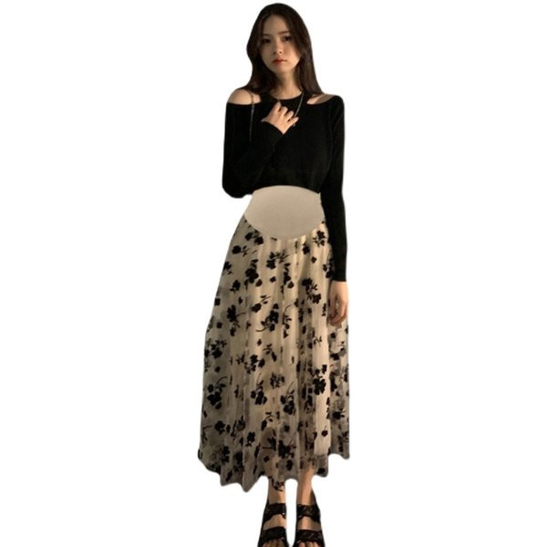 Нов модел лятна пола за бременни с флорални мотиви