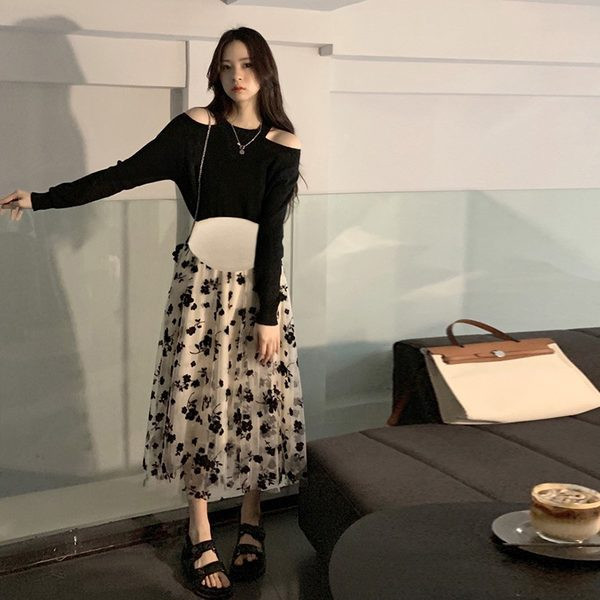 Нов модел лятна пола за бременни с флорални мотиви