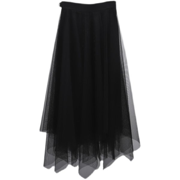 Suknja za proljeće i ljeto 2022. suknje za trudnice nepravilno duge crne mrežaste gaze suknja A kroja labava duga suknja