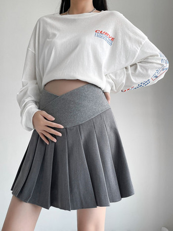Модерна къса пролетна пола за бременни с висока талия 