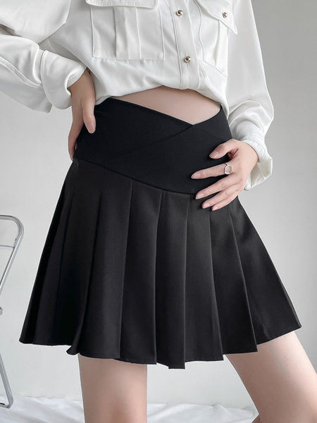 Модерна къса пролетна пола за бременни с висока талия 