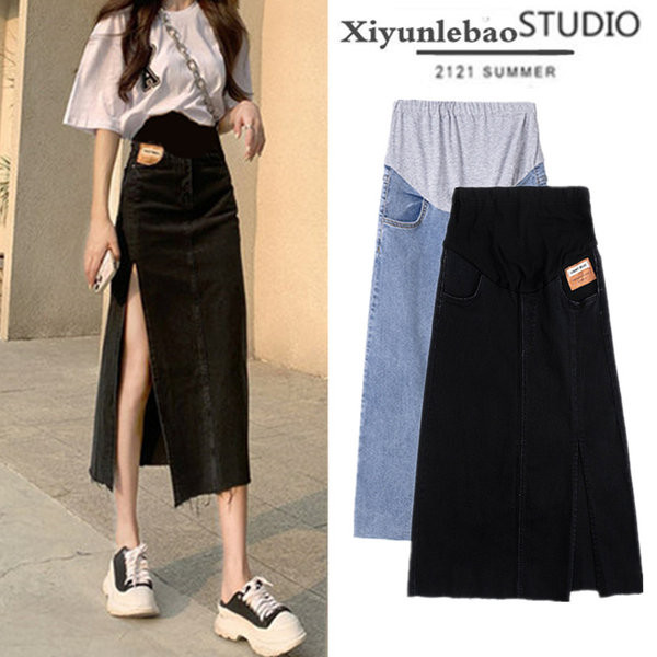 Дамска пола с джобове от деним