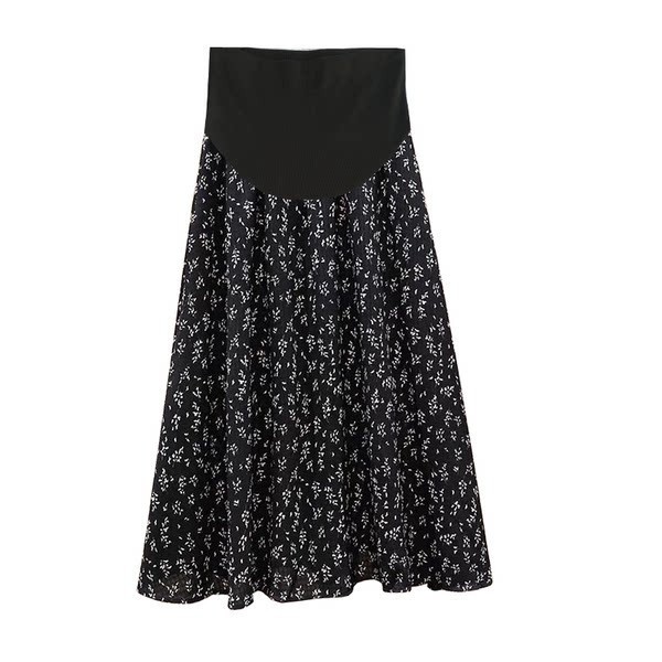 Модерна пола с висока талия и флорални мотиви за бременни