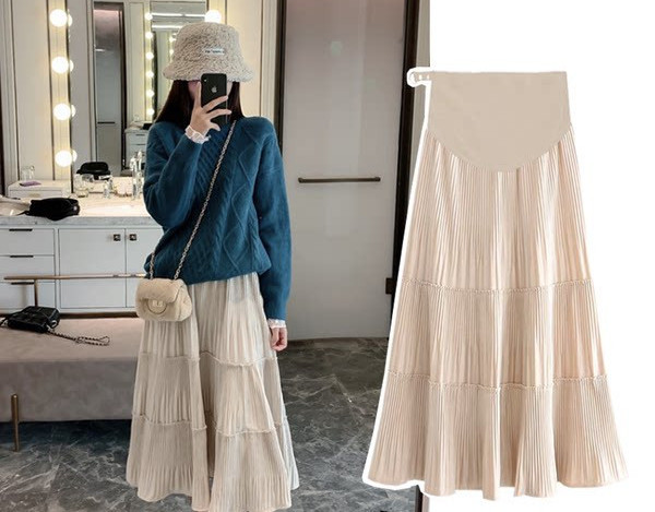 Дълга пола за бременни с еластична талия