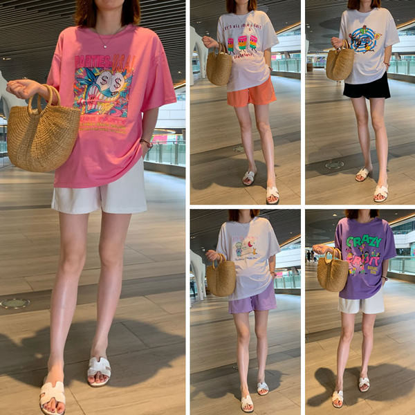 Ljetna pamučna majica sa šarenim printom za trudnice