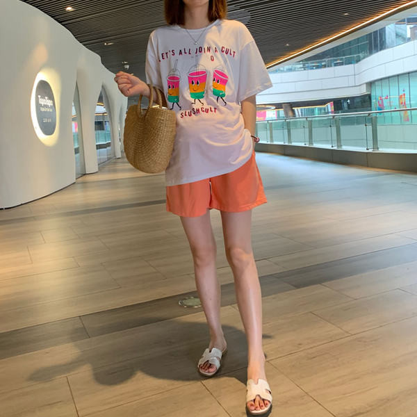 Ljetna pamučna majica sa šarenim printom za trudnice