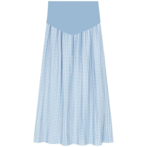 Karirana trudnička suknja visokog struka