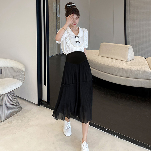 Ежедневна разкроена пола със средна дължина за бременни