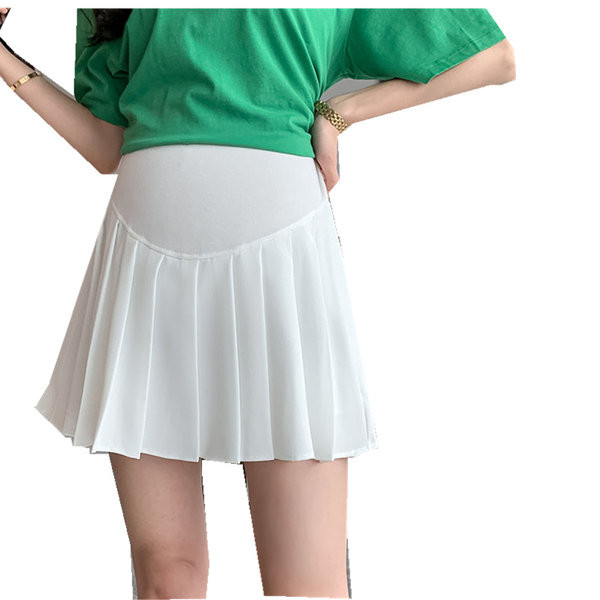 Jednobojna plisirana trudnička suknja visokog struka