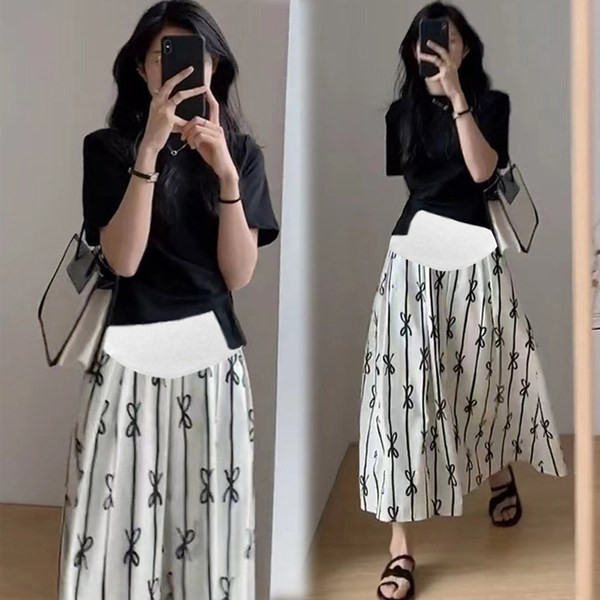 Ležerna izrezana suknja s aplikacijom za trudnice