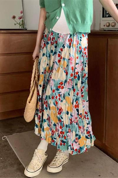 Novi uzorak modne cvjetne suknje za trudnice visokog struka