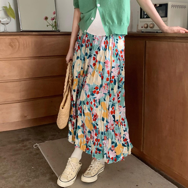 Novi uzorak modne cvjetne suknje za trudnice visokog struka