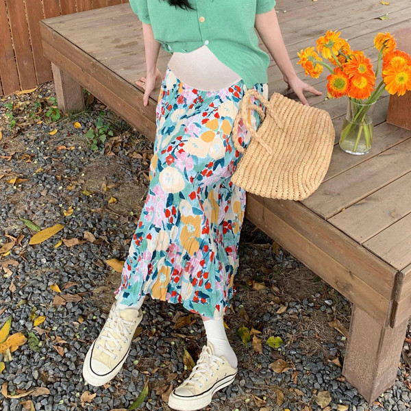 Novi uzorak modne cvjetne suknje za trudnice visokog struka