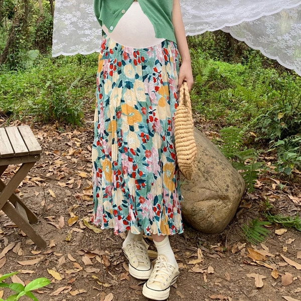 Novi uzorak modne cvjetne suknje za trudnice visokog struka