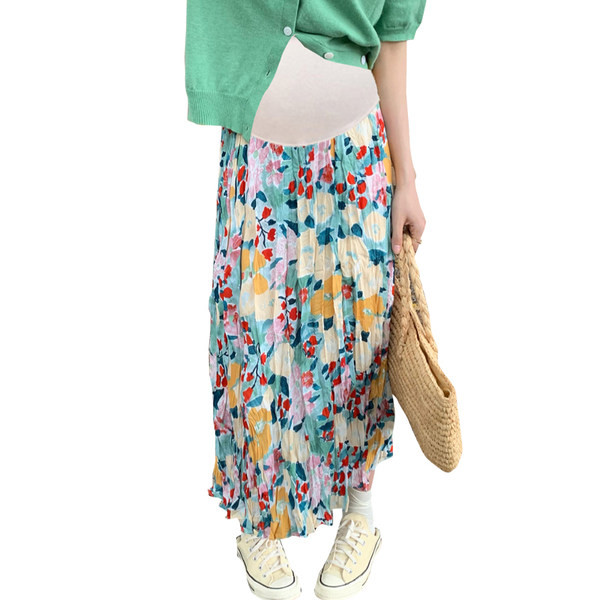 Novi uzorak modne cvjetne suknje za trudnice visokog struka