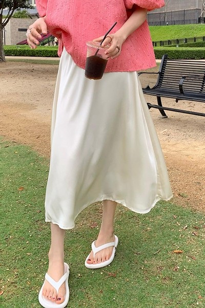 Дълга пола за бременни с висока талия изчистен модел