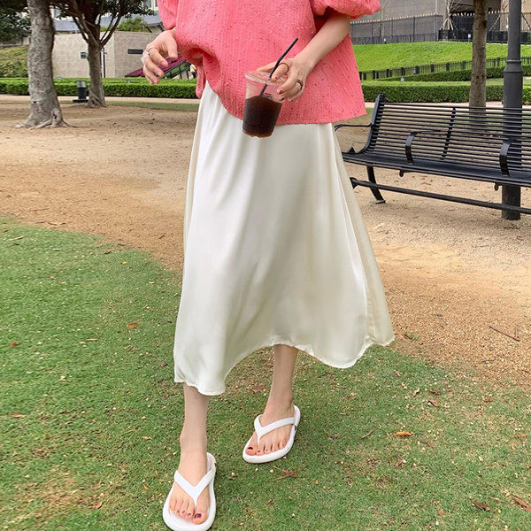 Дълга пола за бременни с висока талия изчистен модел