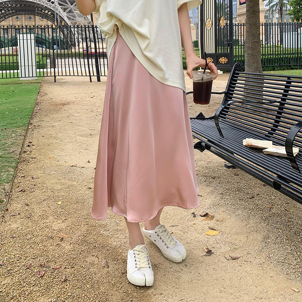 Дълга пола за бременни с висока талия изчистен модел