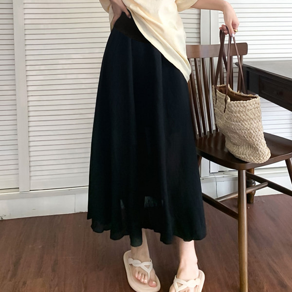 Лятна дълга пола за бременни два цвята 