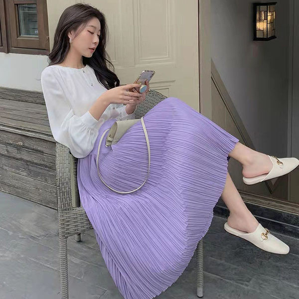 Jednobojna ljetna trudnička suknja s visokim strukom