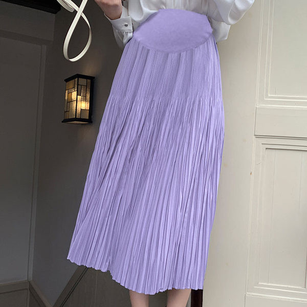 Jednobojna ljetna trudnička suknja s visokim strukom