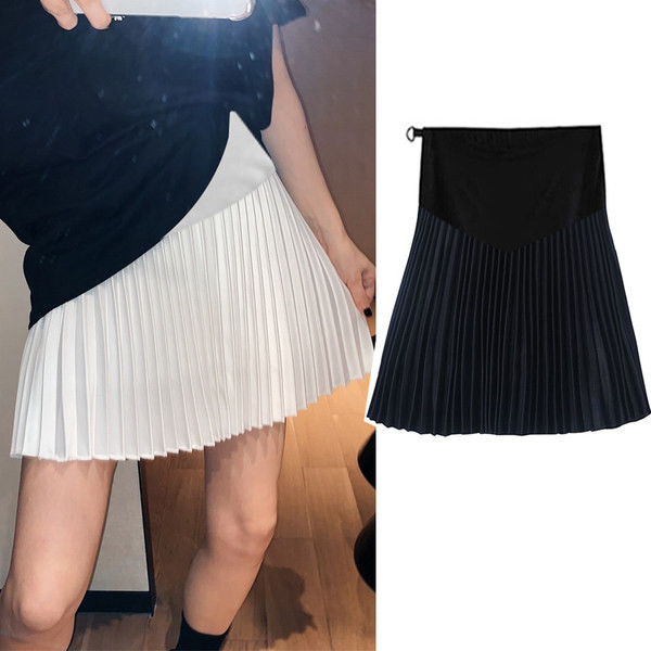 Плисирана къса пола за бременни с висока талия 